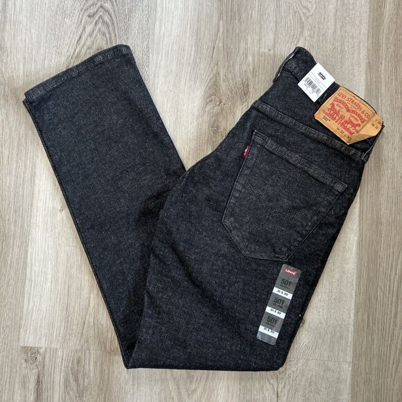 Levis 501 Original Fit Mens 31x30  Black Straight Leg Jeans Button Fly Cotton - Picture 1 of 12